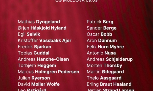 挪威9月欧预赛大名单：哈兰德、厄德高领衔，瑟洛特在列